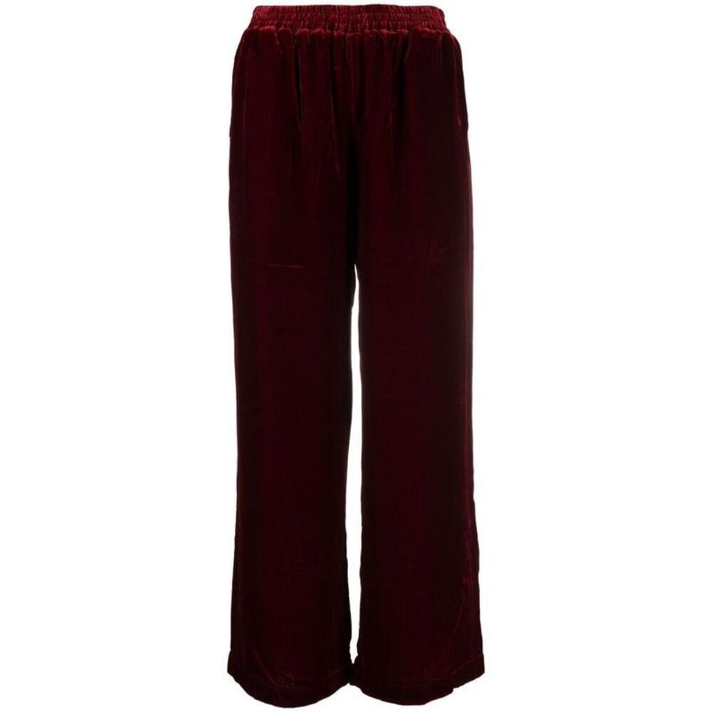GOLD HAWK Velvet Wide Leg Pants Women RED
